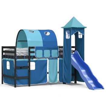 vidaXL Dziecięce łóżko na antresoli, z wieżą, niebieskie, 80x200 cm - vidaXL