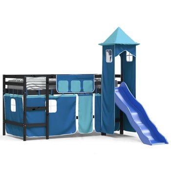 vidaXL Dziecięce łóżko na antresoli, z wieżą, niebieskie, 90x190 cm - vidaXL