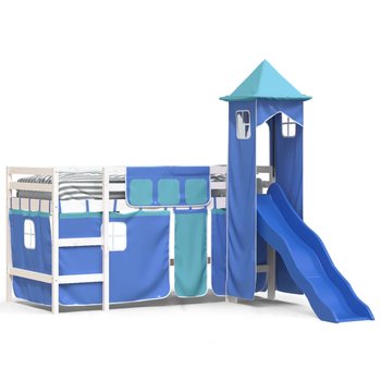 vidaXL Dziecięce łóżko na antresoli, z wieżą, niebieskie, 90x190 cm - vidaXL
