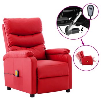 vidaXL Elektryczny fotel masujący, czerwony, sztuczna skóra - vidaXL