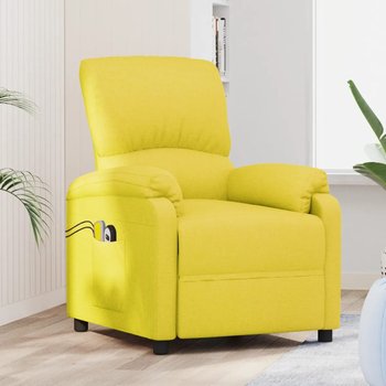 vidaXL Elektryczny fotel masujący, jasnożółty, obity tkaniną - vidaXL