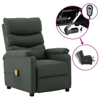 vidaXL Elektryczny fotel masujący, szary, sztuczna skóra - vidaXL