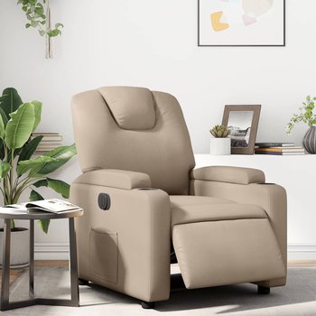 vidaXL Elektryczny fotel rozkładany, cappuccino, obity sztuczną skórą - vidaXL