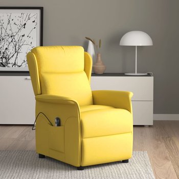 vidaXL Elektryczny fotel rozkładany, jasnożółty, obity tkaniną - vidaXL