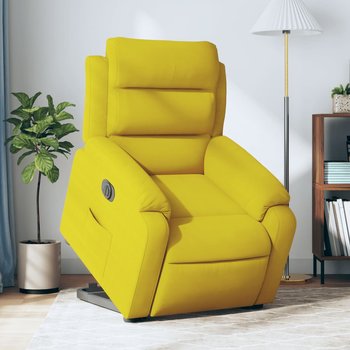 vidaXL Elektryczny, podnoszony fotel rozkładany, żółty, aksamit - vidaXL