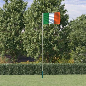 vidaXL Flaga Irlandii z masztem, 5,55 m, aluminium - vidaXL