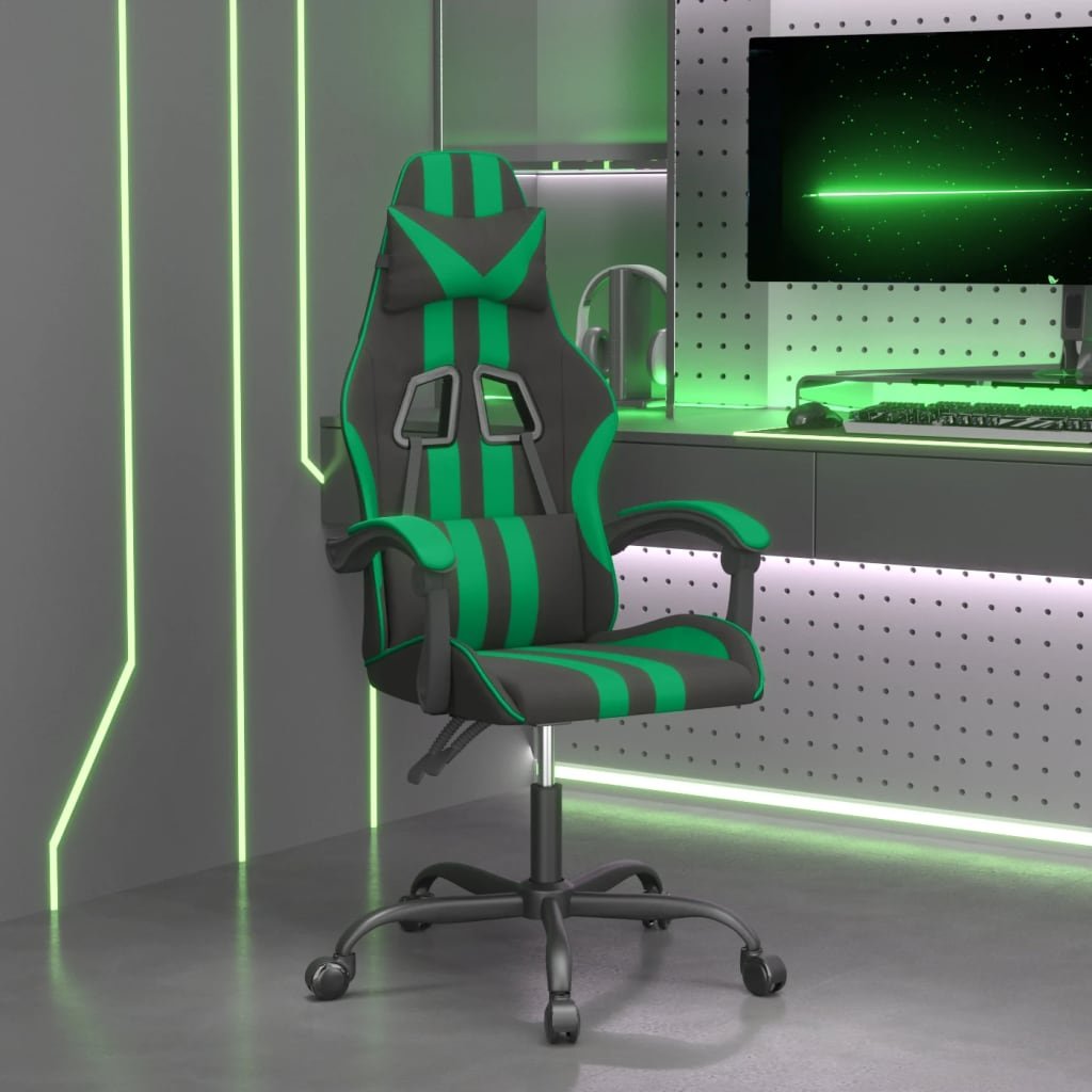 Фото - Комп'ютерне крісло VidaXL fotel gamingowy, czarno-zielony, sztuczna skóra 
