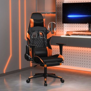 Vidaxl fotel gamingowy z podnóżkiem, czarno-pomarańczowy - vidaXL