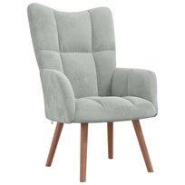 vidaXL, Fotel, jasnoszary, obity aksamitem vidaXL