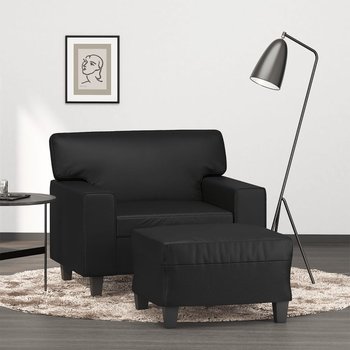 vidaXL Fotel z podnóżkiem, czarny, 60 cm, sztuczna skóra - vidaXL