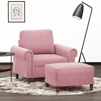 vidaXL Fotel z podnóżkiem, różowy, 60 cm, obity aksamitem - vidaXL
