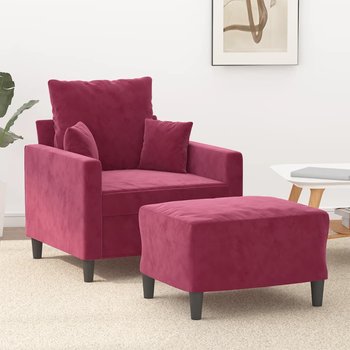 vidaXL Fotel z podnóżkiem, winna czerwień, 60 cm, obity aksamit - vidaXL