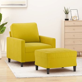 vidaXL Fotel z podnóżkiem, żółty, 60 cm, aksamit - vidaXL