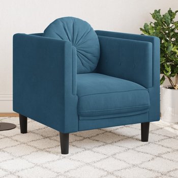 vidaXL Fotel z poduszkami, niebieski, aksamit - vidaXL