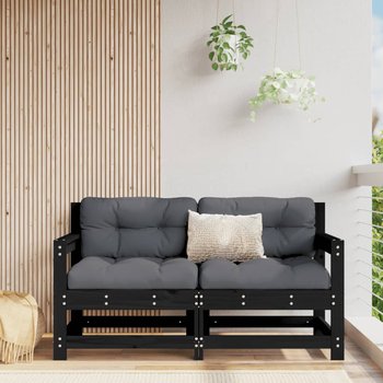 vidaXL Fotele ogrodowe z poduszkami 2 szt, czarne, lite drewno sosnowe - vidaXL