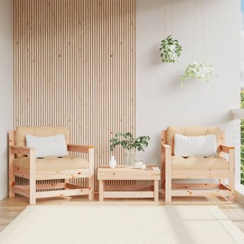 vidaXL Fotele ogrodowe z poduszkami, 2 szt., lite drewno sosnowe - vidaXL