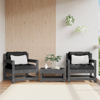 vidaXL Fotele ogrodowe z poduszkami, 2 szt, szare, lite drewno sosnowe - vidaXL