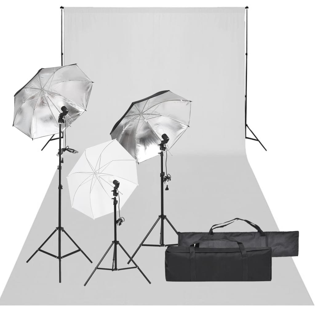 vidaXL Fotograficzny zestaw studyjny z lampami i tłem-Zdjęcie-0