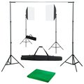 vidaXL Fotograficzny zestaw studyjny z lampami softbox i tłem - VidaXL