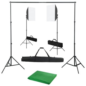 vidaXL Fotograficzny zestaw studyjny z lampami softbox i tłem - VidaXL