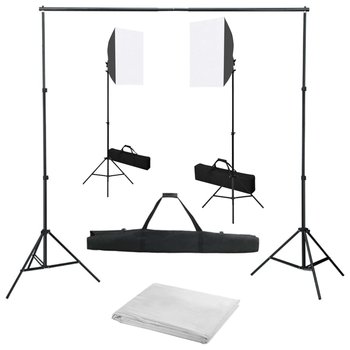 vidaXL Fotograficzny zestaw studyjny z lampami softbox i tłem - VidaXL