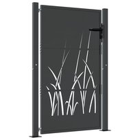 vidaXL Furtka ogrodowa, antracytowa, 105x130 cm, stal, motyw trawy vidaXL