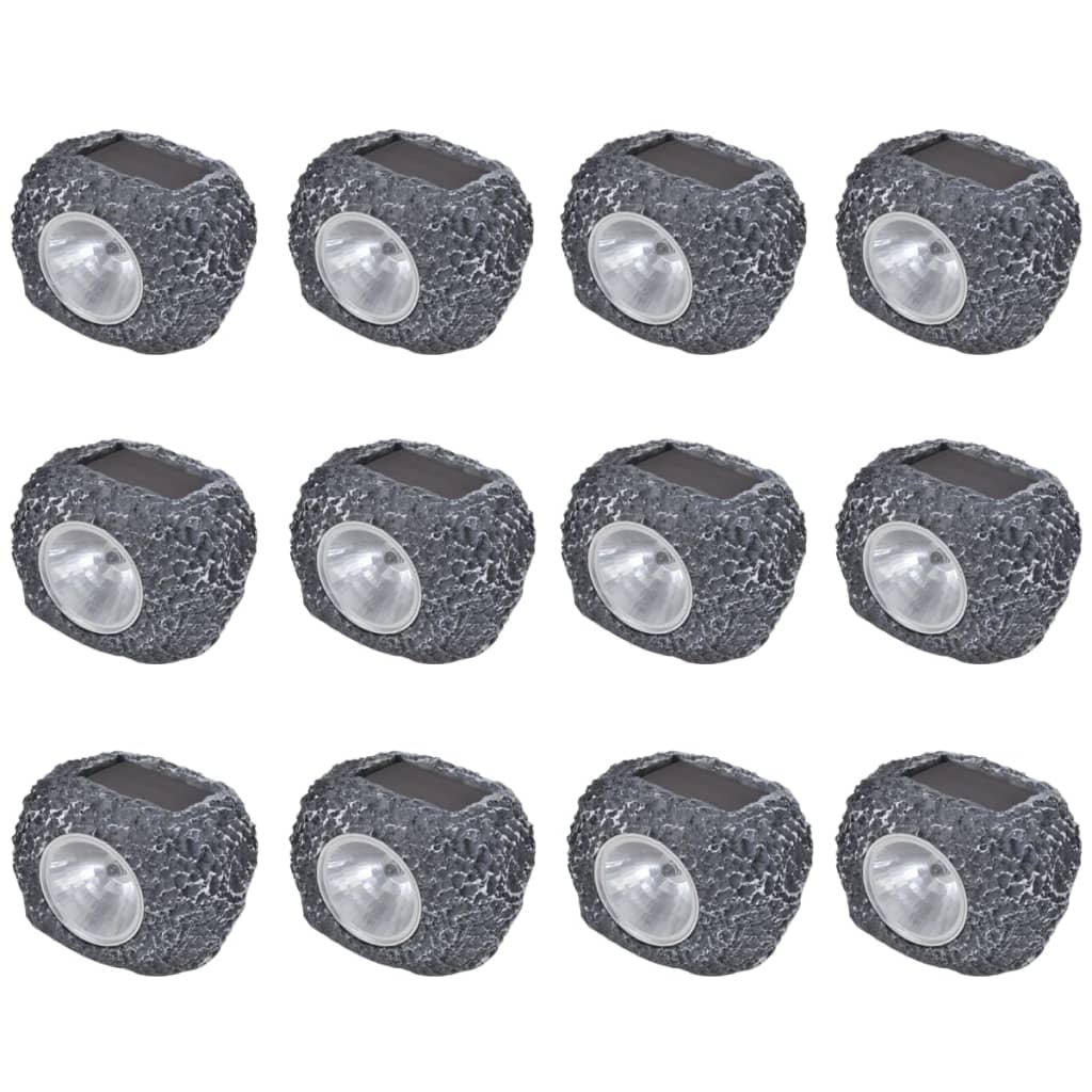 vidaXL Kamienie z lampkami solarnymi LED, 12 szt.