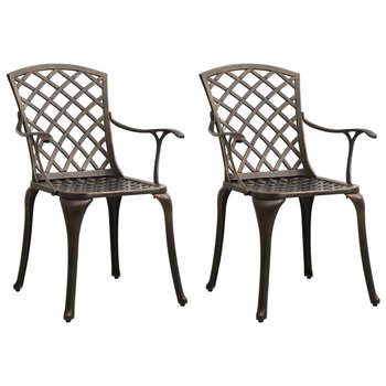 vidaXL Krzesła ogrodowe 2 szt., odlewane aluminium, brązowe - vidaXL