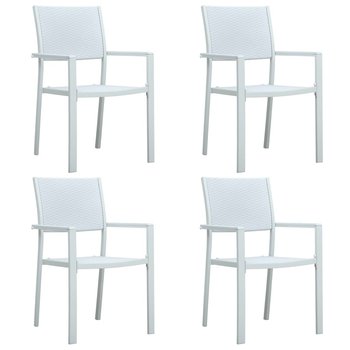 VidaXL Krzesła ogrodowe, 4 szt., białe, plastik stylizowany na rattan - vidaXL