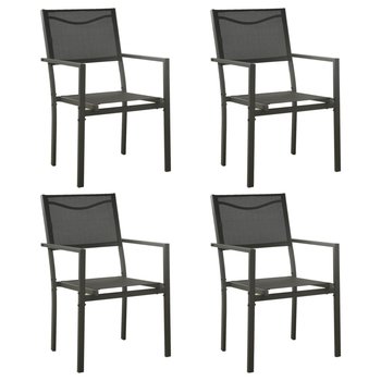 vidaXL Krzesła ogrodowe, 4 szt., stal i textilene, czarno-antracytowe - vidaXL