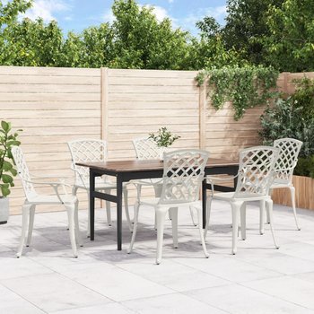 vidaXL Krzesła ogrodowe, 6 szt., odlewane aluminium, białe - vidaXL