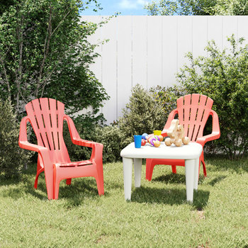 vidaXL Krzesła ogrodowe dla dzieci, 2 szt., czerwone 37x34x44 cm, PP - vidaXL