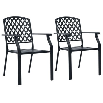 vidaXL Krzesła ogrodowe, sztaplowane, 2 szt., stalowe, czarne - vidaXL