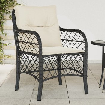 vidaXL Krzesła ogrodowe z poduszkami, 2 szt., czarne, polirattan - vidaXL
