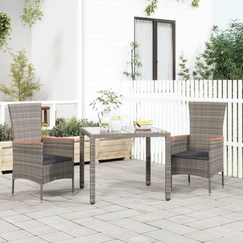vidaXL Krzesła ogrodowe z poduszkami, 2 szt., polirattan, szare - vidaXL
