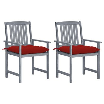 vidaXL Krzesła ogrodowe z poduszkami, 2 szt., szare, akacjowe  - vidaXL