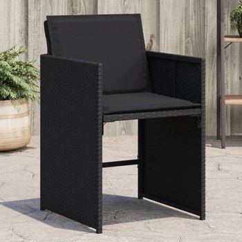 vidaXL Krzesła ogrodowe z poduszkami, 4 szt., czarne, polirattan - vidaXL