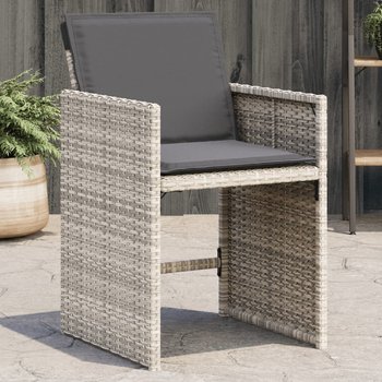vidaXL Krzesła ogrodowe z poduszkami, 4 szt., jasnoszare, polirattan - vidaXL