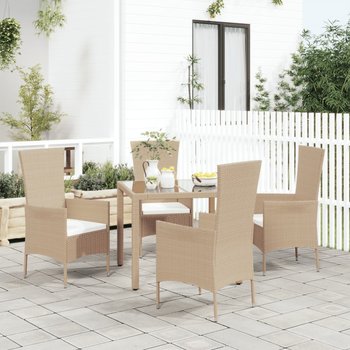 vidaXL Krzesła ogrodowe z poduszkami, 4 szt., polirattan, beżowe - vidaXL