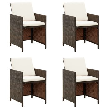 vidaXL Krzesła ogrodowe z poduszkami, 4 szt., polirattan, brązowe - vidaXL