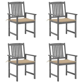 vidaXL Krzesła ogrodowe z poduszkami, 4 szt., szare, akacjowe  - vidaXL