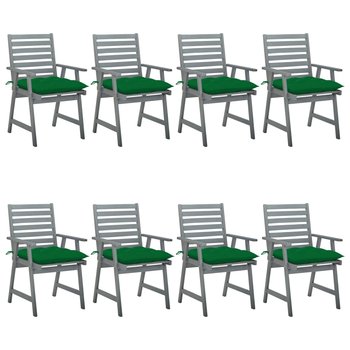 vidaXL Krzesła ogrodowe z poduszkami, 8 szt., lite drewno akacjowe - vidaXL