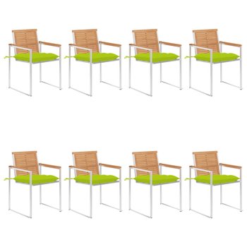 vidaXL Krzesła ogrodowe z poduszkami, 8 szt., lite drewno tekowe - vidaXL