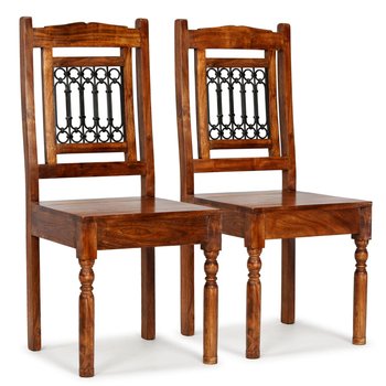 vidaXL Krzesła stołowe, 2 szt., drewno w miodowym kolorze, klasyczne - vidaXL