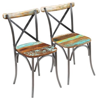 vidaXL Krzesła stołowe, 2 szt., lite drewno z odzysku - vidaXL