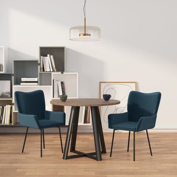 vidaXL Krzesła stołowe, 2 szt., niebieskie, aksamitne - vidaXL