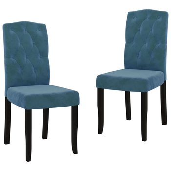vidaXL Krzesła stołowe, 2 szt., niebieskie, obite aksamitem - vidaXL