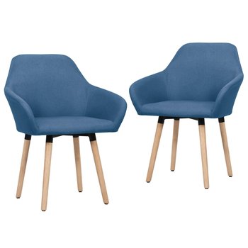 vidaXL Krzesła stołowe, 2 szt., niebieskie, obite tkaniną - vidaXL