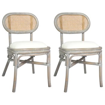 vidaXL Krzesła stołowe, 2 szt., szare, lniane poduszki  - vidaXL