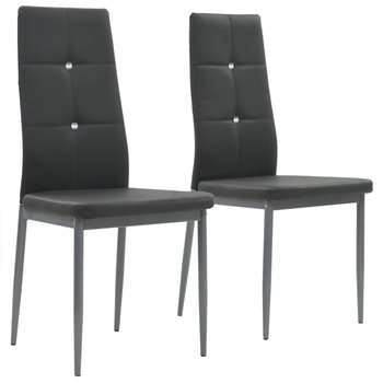 vidaXL Krzesła stołowe, 2 szt., szare, obite sztuczną skórą - vidaXL